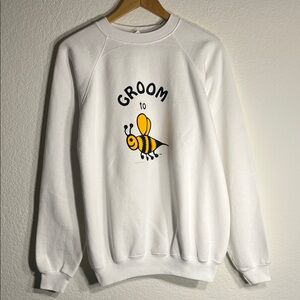 Hanes White 'Groom to Bee' Men's Crewneck Sweater‎